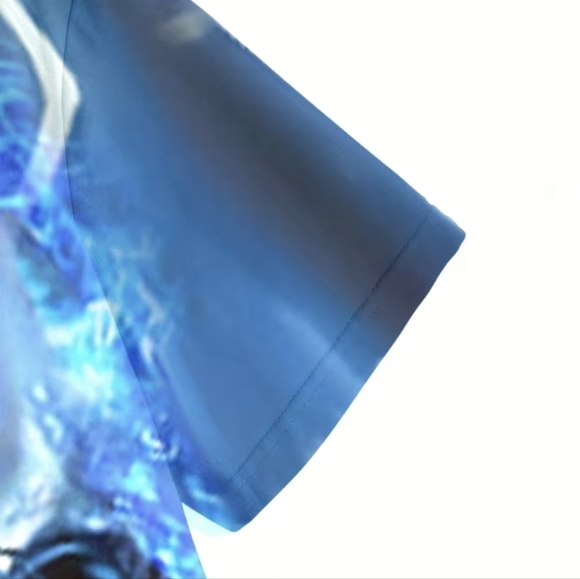 Men's Blue Skull T-shirt Novelty 3D Digital Print Medium (38) NWT - Picture 4 of 8